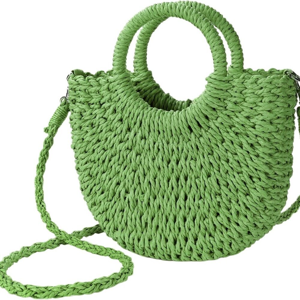 Womens Straw Beach Bag Woven Crossbody Shoulder Bags Top Handle Satchel Handbag